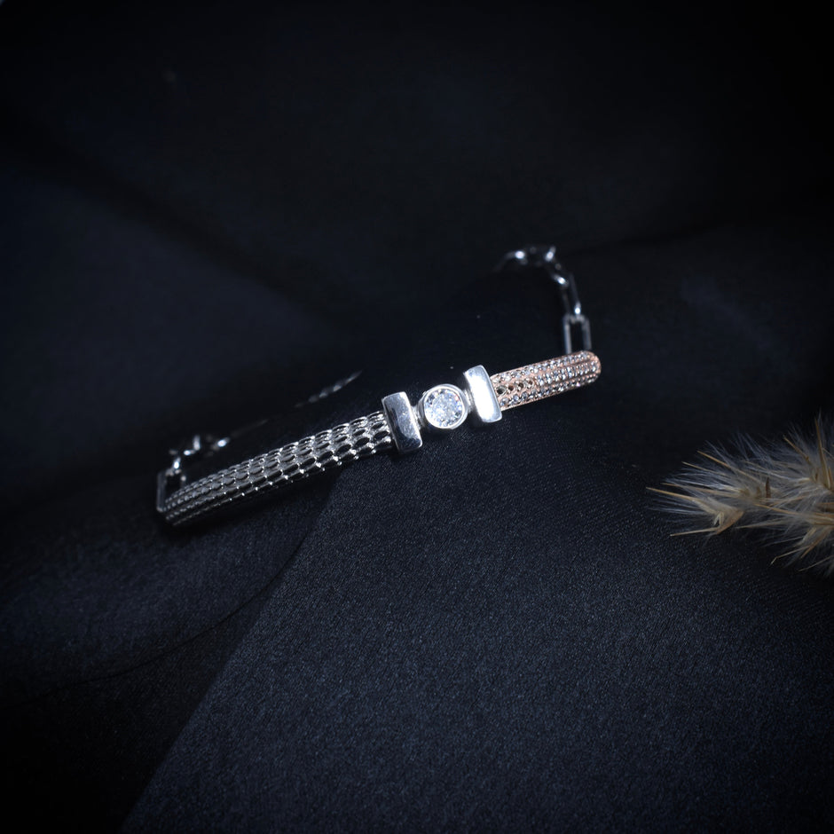 Designer Two-Tone Paperclip Silver Bracelet