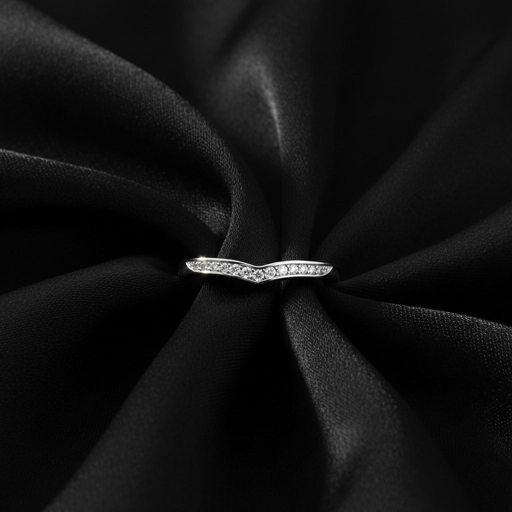 Classic V-Shape Eternity Silver Band