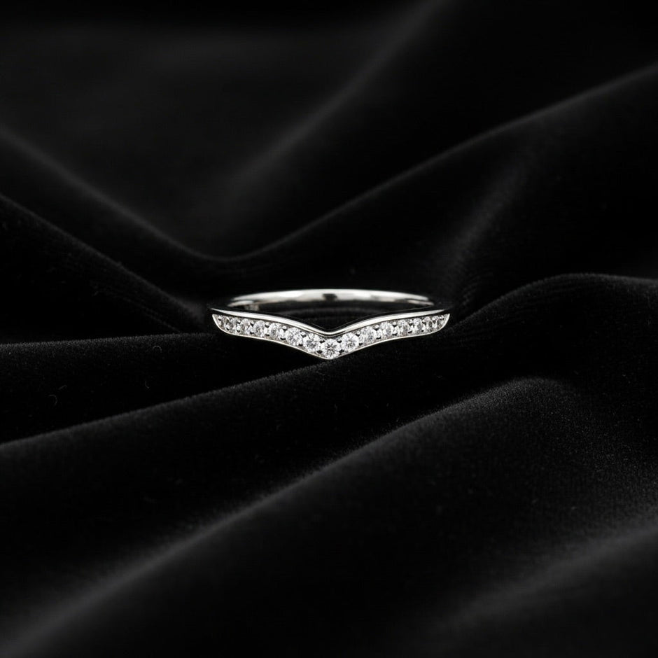 Classic V-Shape Eternity Silver Band