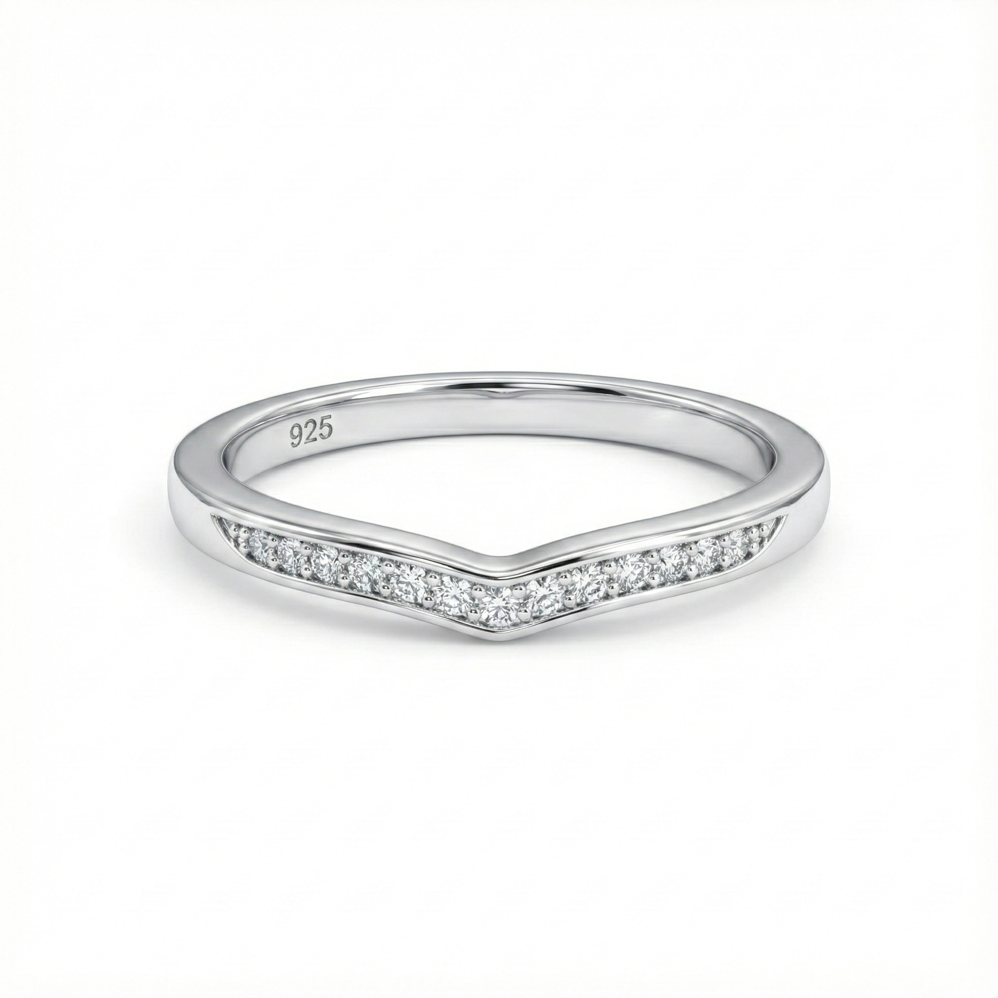 Classic V-Shape Eternity Silver Band