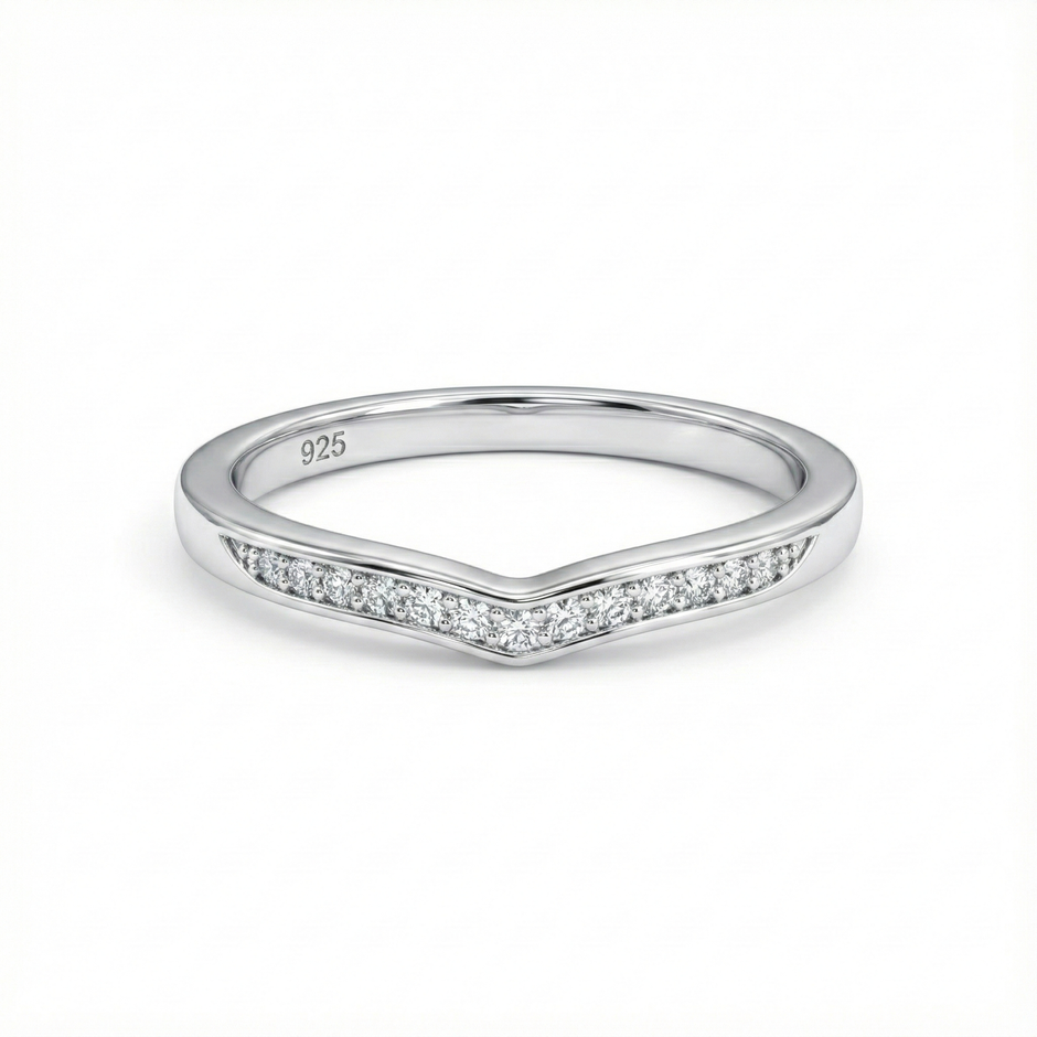 Classic V-Shape Eternity Silver Band