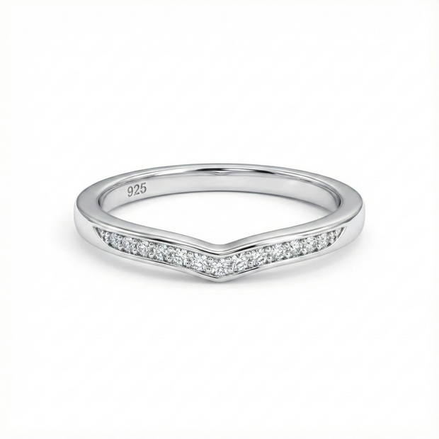 Classic V-Shape Eternity Silver Band