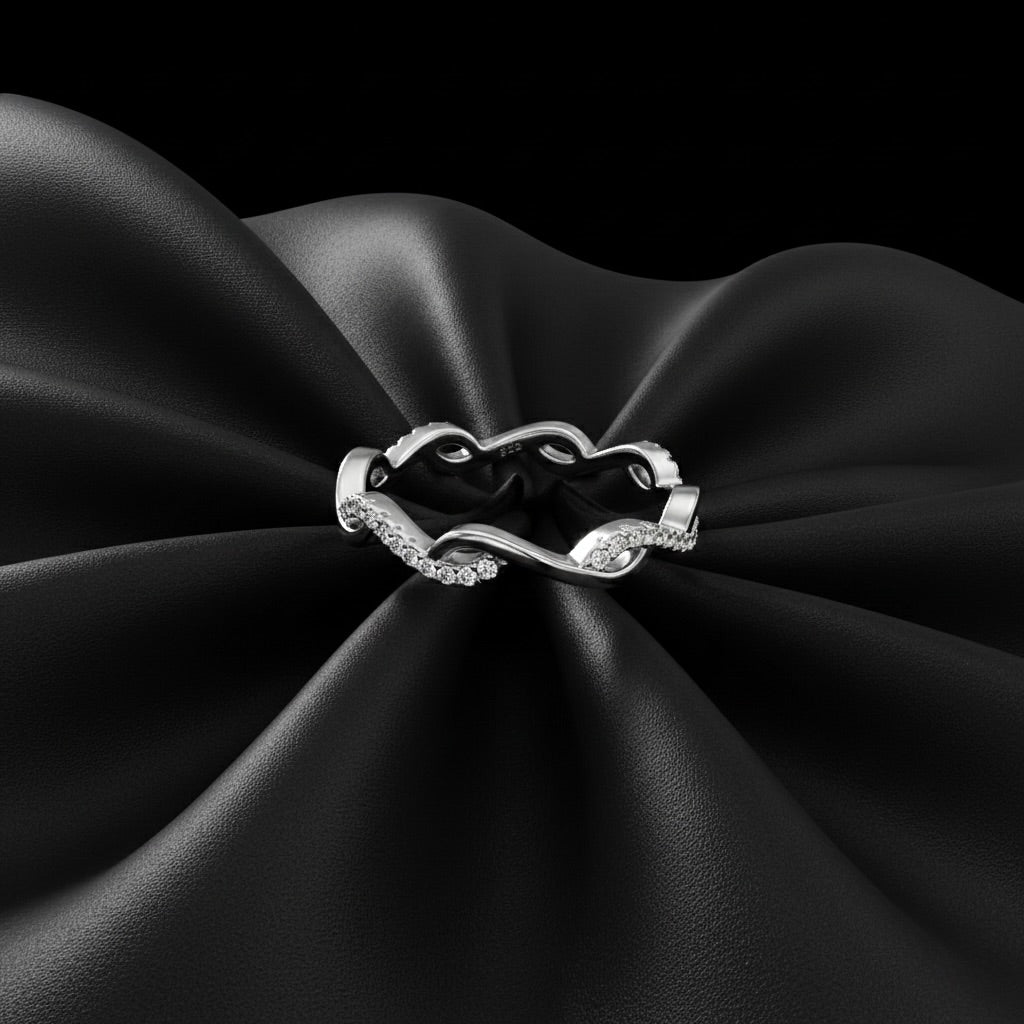Dainty Twisted Wave Pavé Band Ring