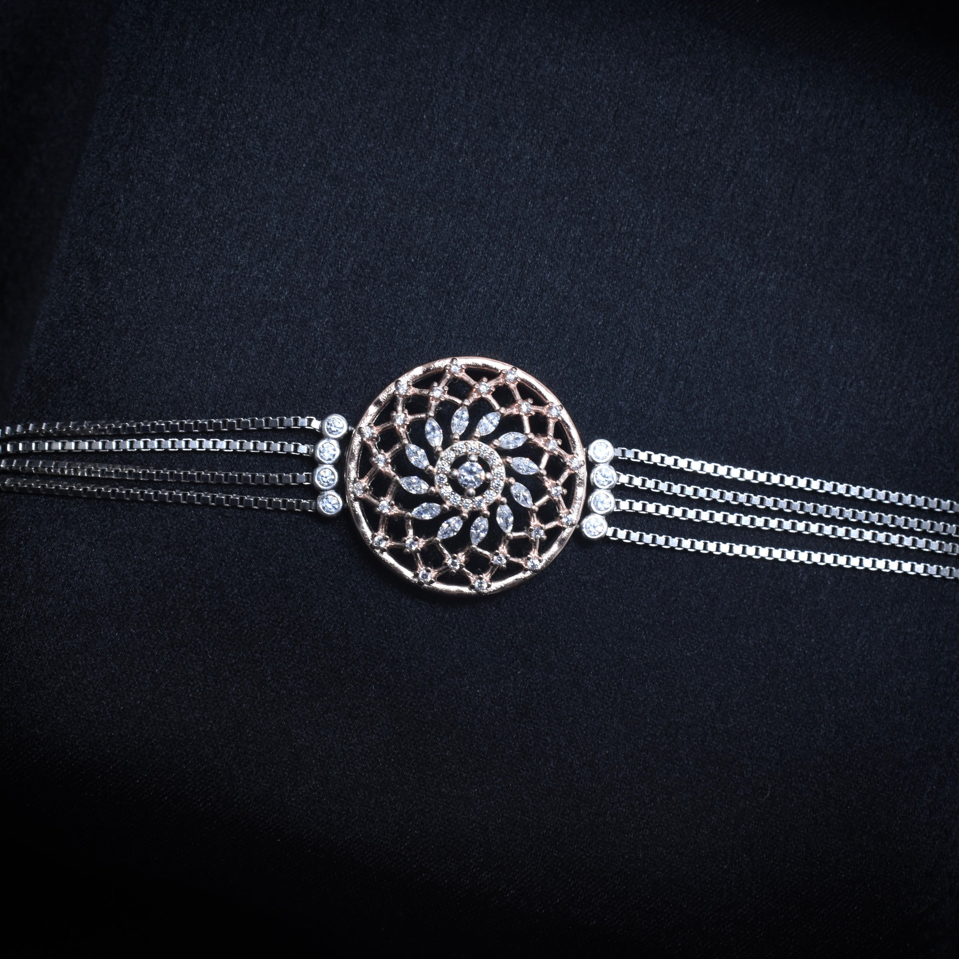 Sunburst Disc Silver Bracelet