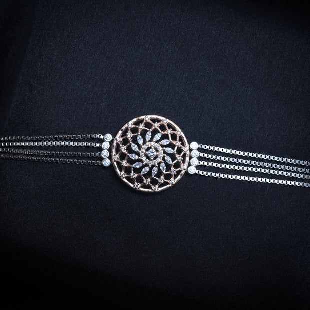 Sunburst Disc Silver Bracelet