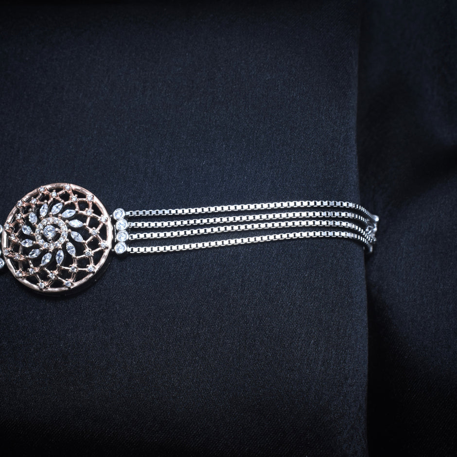 Sunburst Disc Silver Bracelet