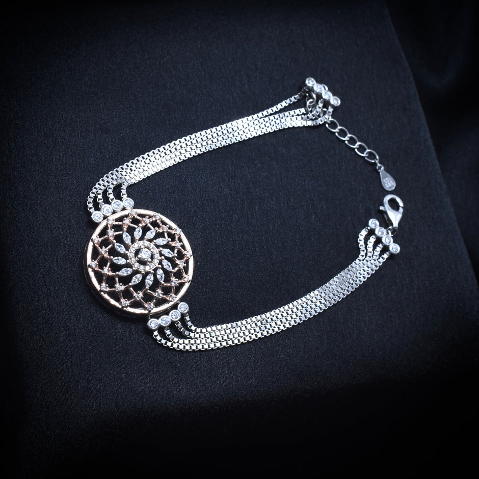 Sunburst Disc Silver Bracelet