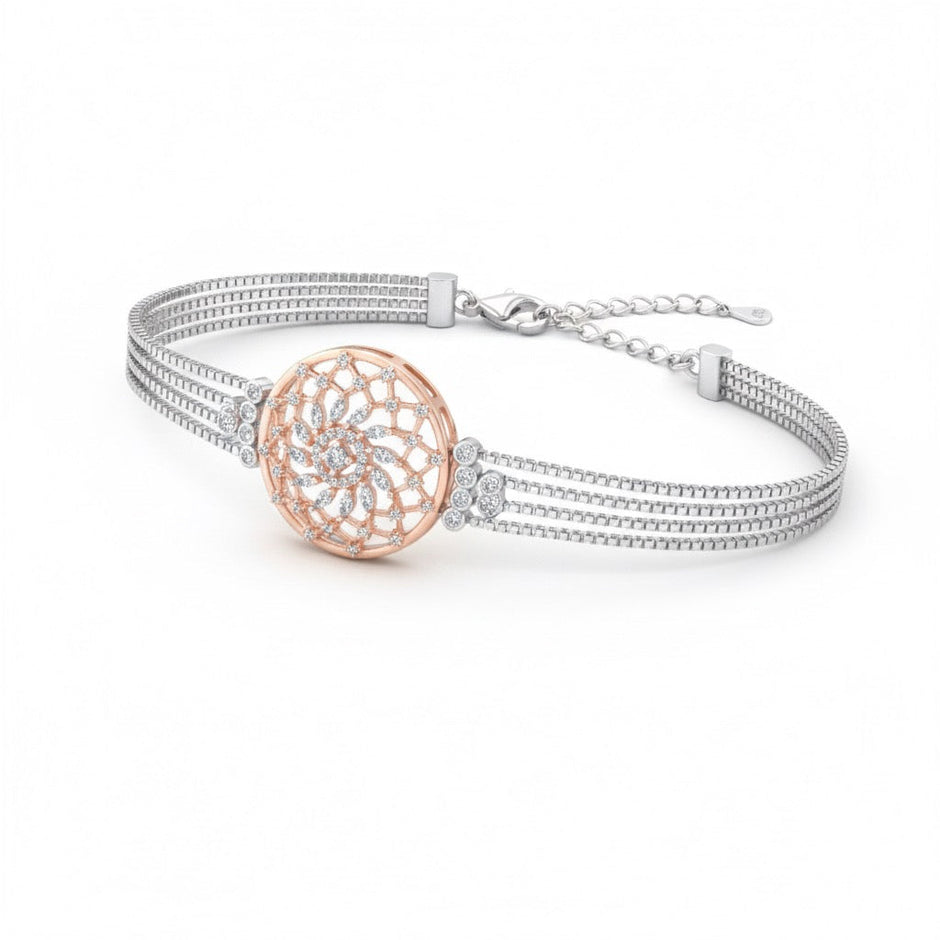 Sunburst Disc Silver Bracelet