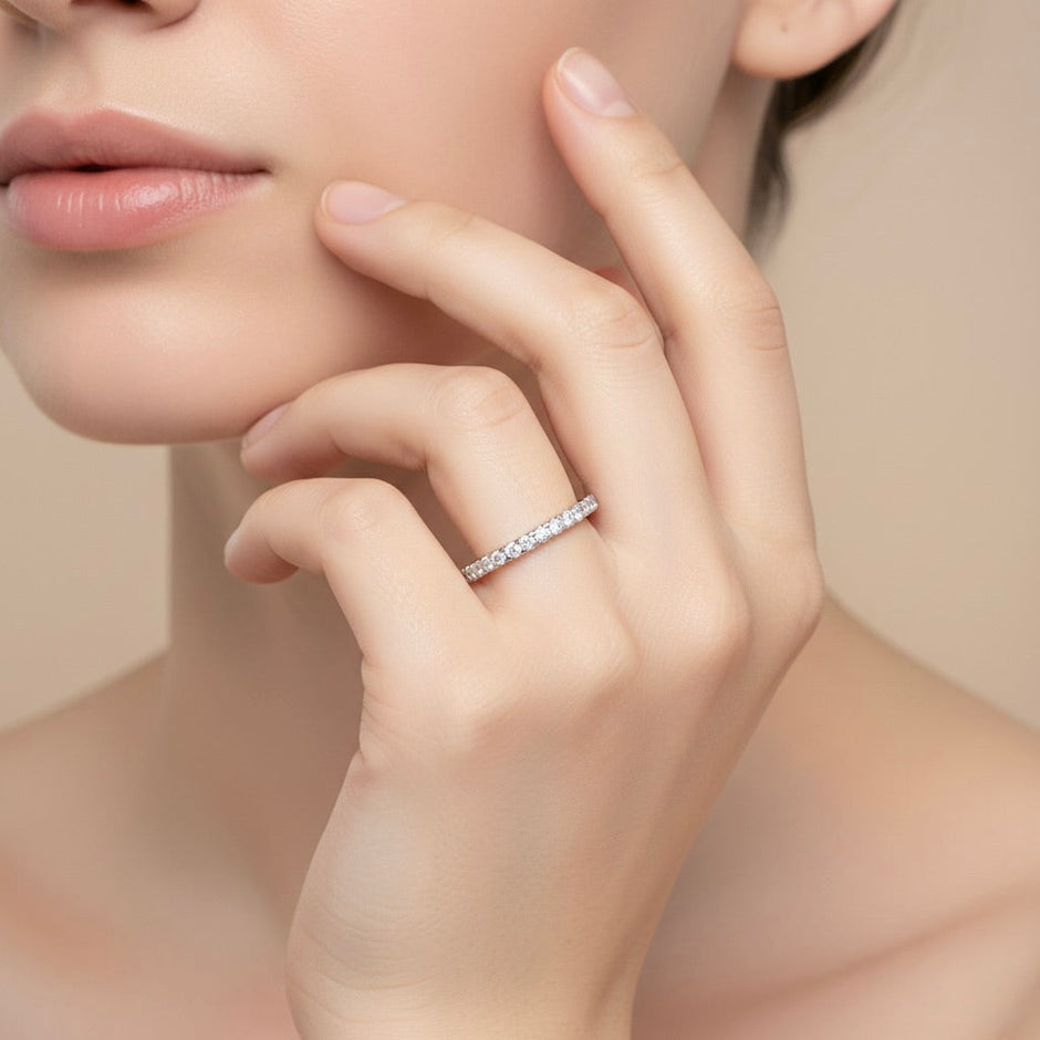 Luxurious Full Eternity Silver Band Ring