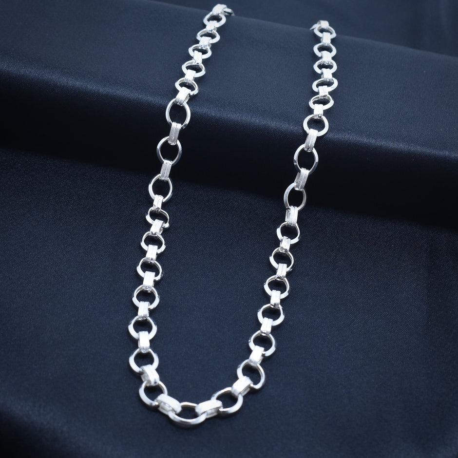 Barrel Accent Designer Silver Chain