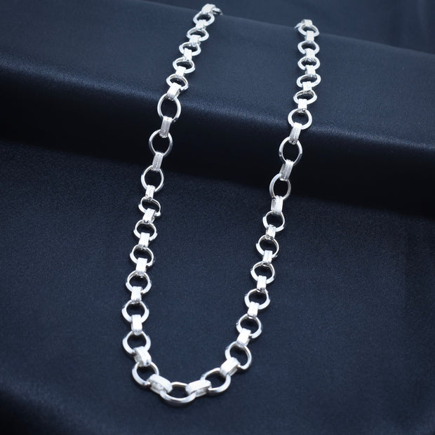 Barrel Accent Designer Silver Chain