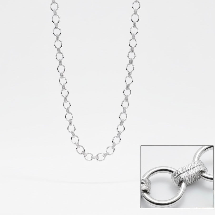 Barrel Accent Designer Silver Chain