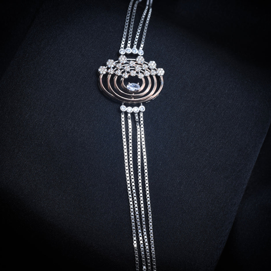Radiant Arcs Silver Bracelet