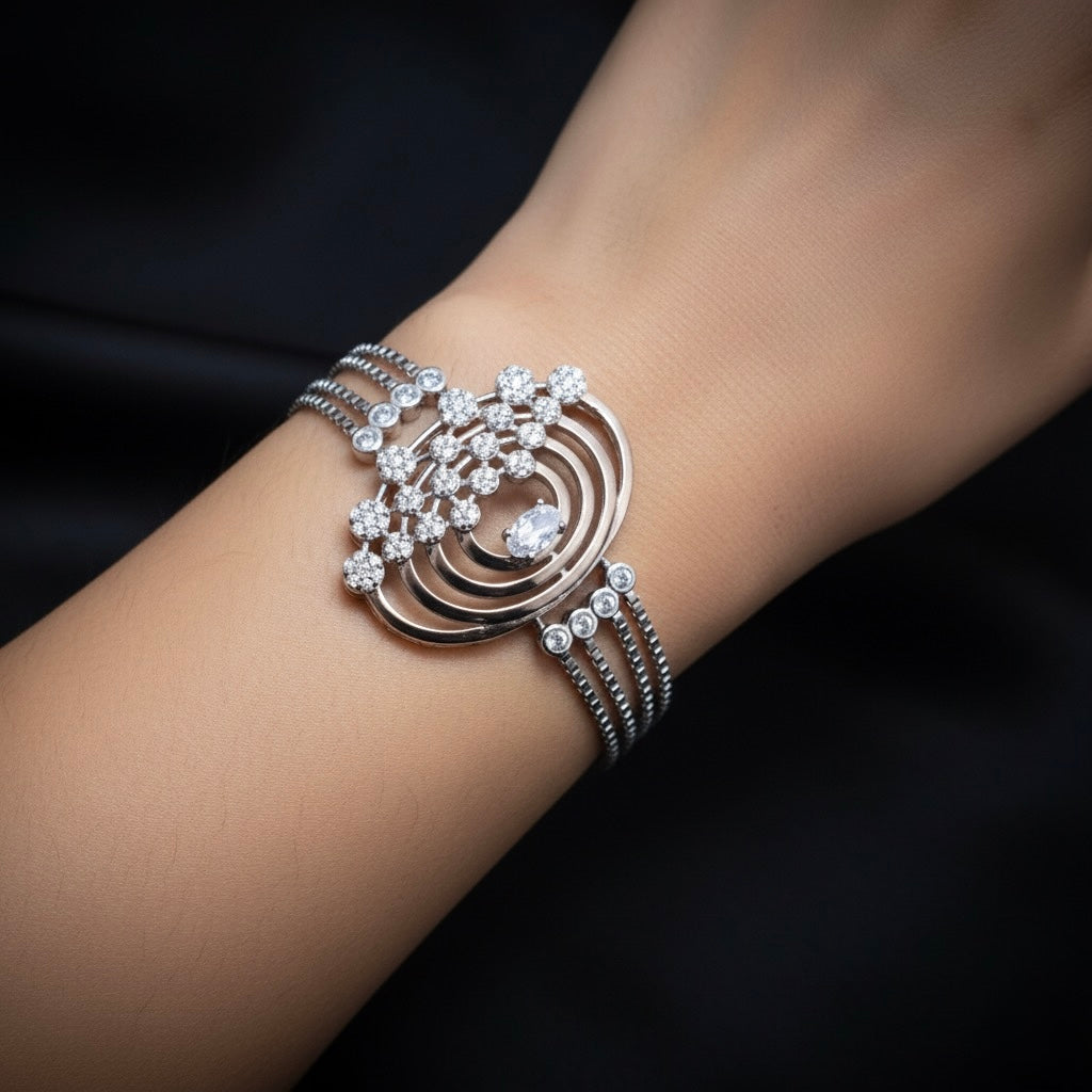 Radiant Arcs Silver Bracelet