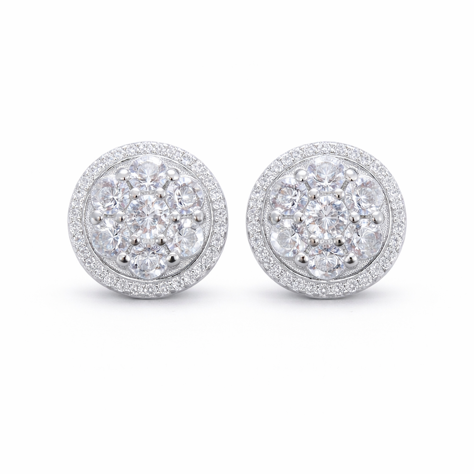 Brilliant Cluster Halo Round Studs