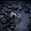 Antique Silver Black Dome Classic Ring