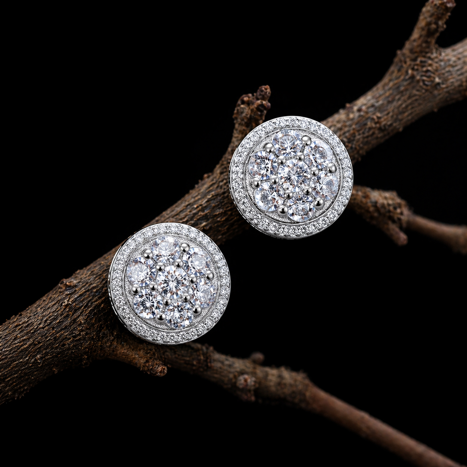 Brilliant Cluster Halo Round Studs