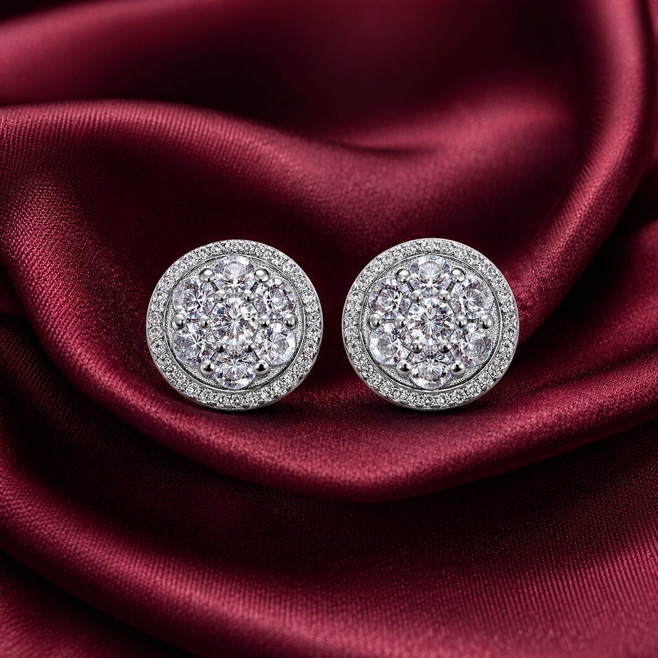 Brilliant Cluster Halo Round Studs