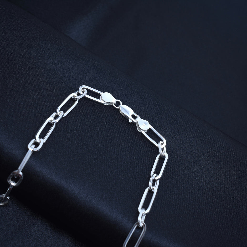 Paper Clip Link Silver Chain