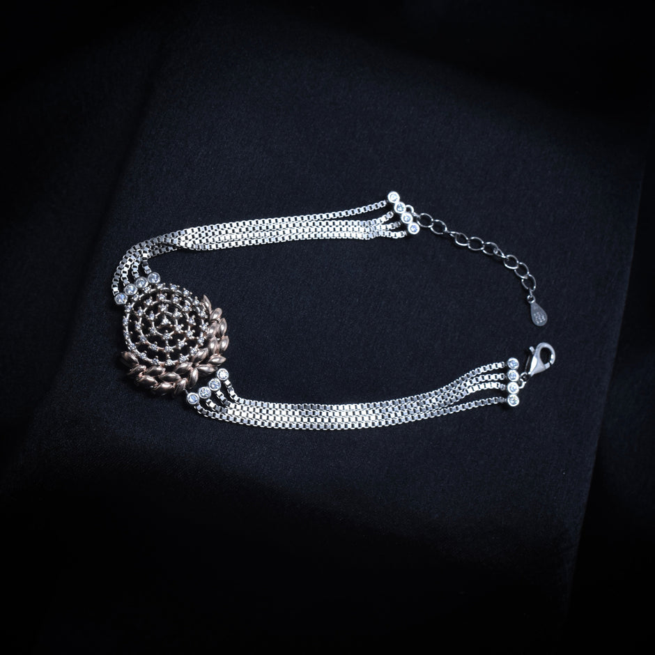 Floral Dome Silver Bracelet