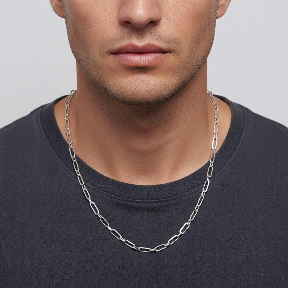 Paper Clip Link Silver Chain
