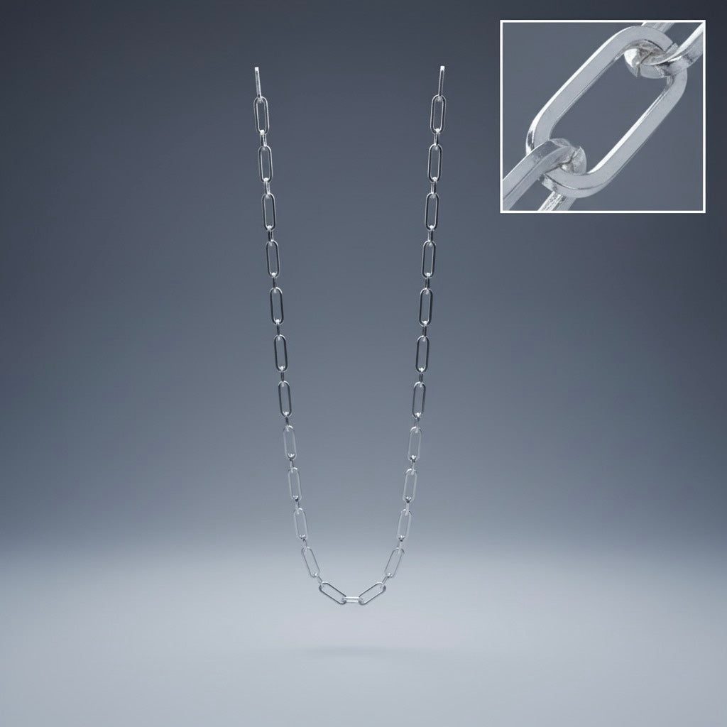 Paper Clip Link Silver Chain