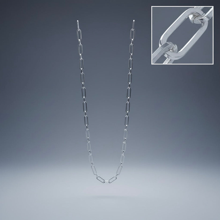 Paper Clip Link Silver Chain