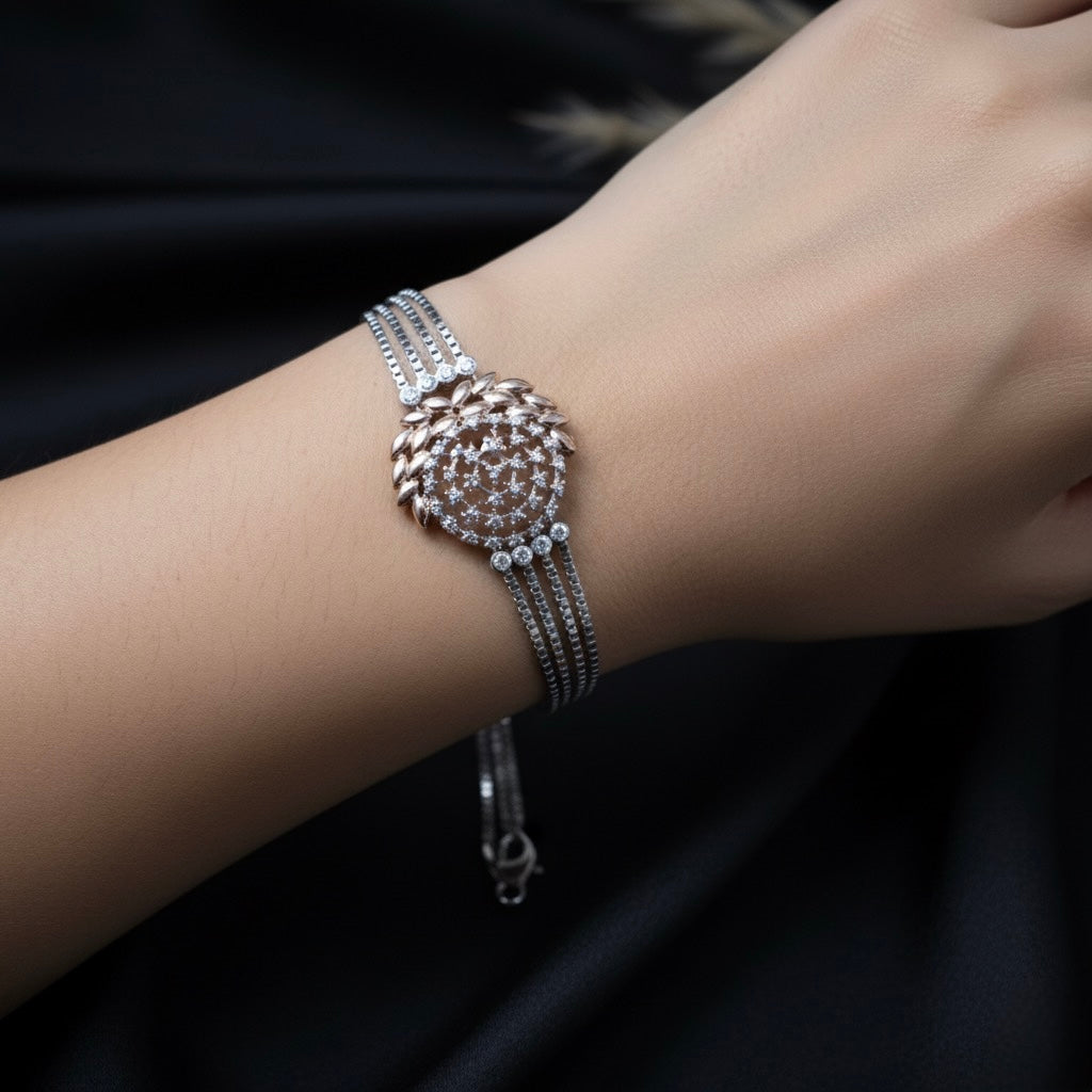 Floral Dome Silver Bracelet