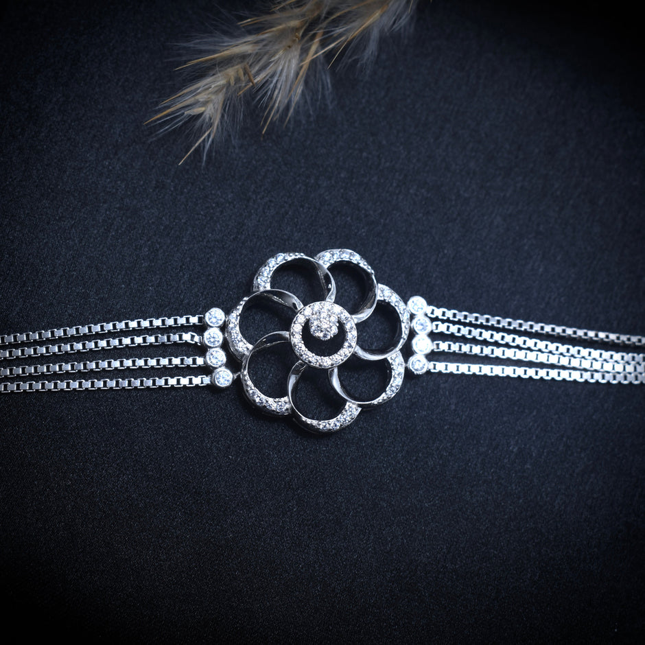 Rosette Bloom Silver Bracelet