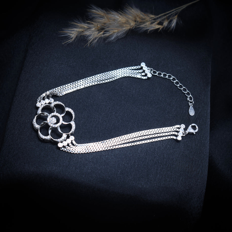 Rosette Bloom Silver Bracelet