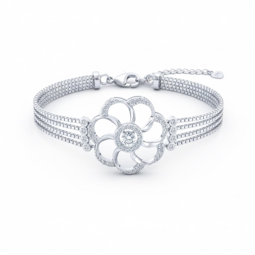Rosette Bloom Silver Bracelet