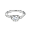 Round Solitaire with Pave Twist Silver Ring