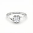 Classic Round Solitaire Swirl Silver Ring
