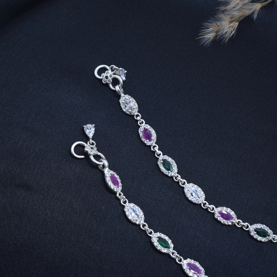 Oval Sparkle Antique Silver Anklet