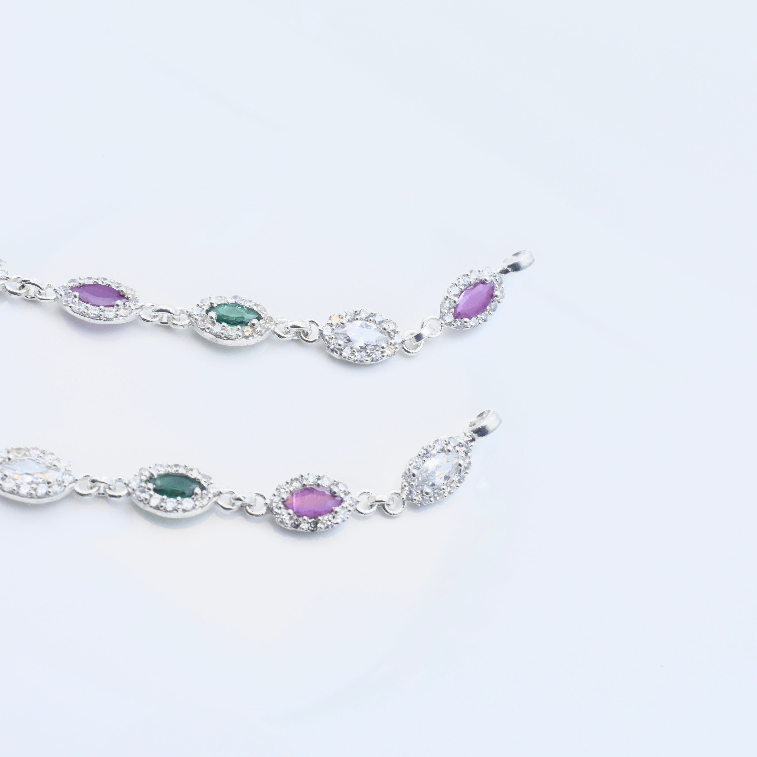 Oval Sparkle Antique Silver Anklet