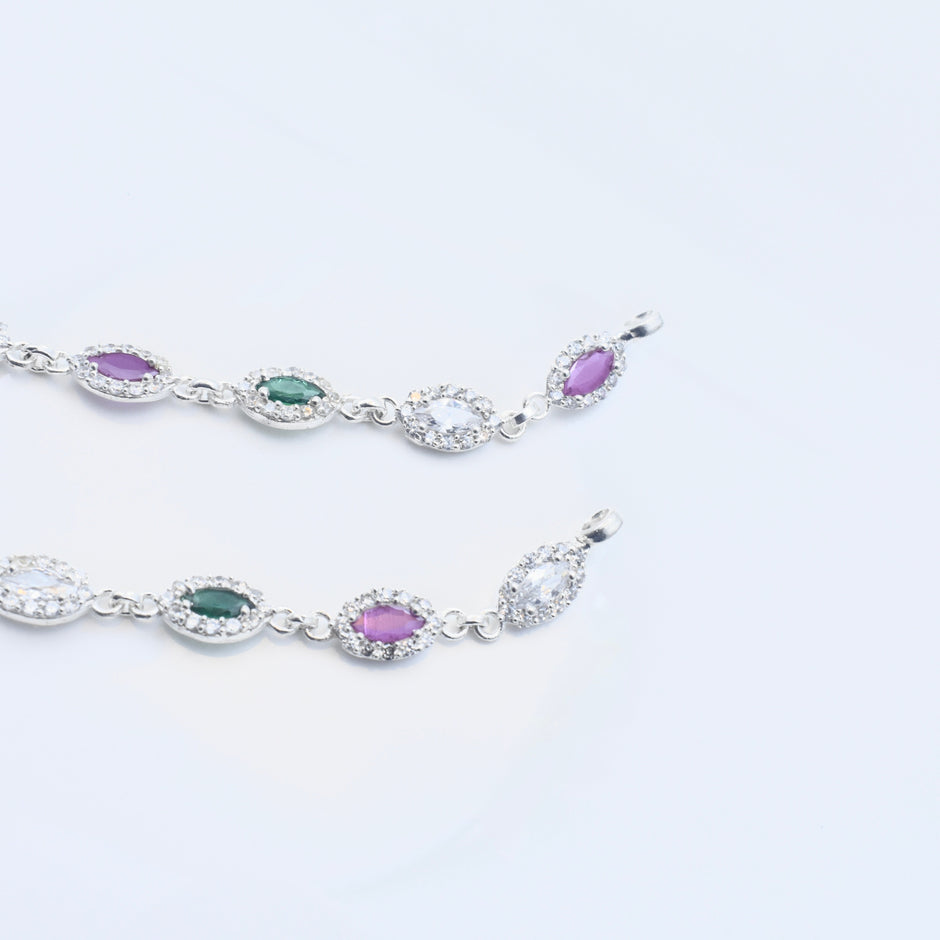 Oval Sparkle Antique Silver Anklet