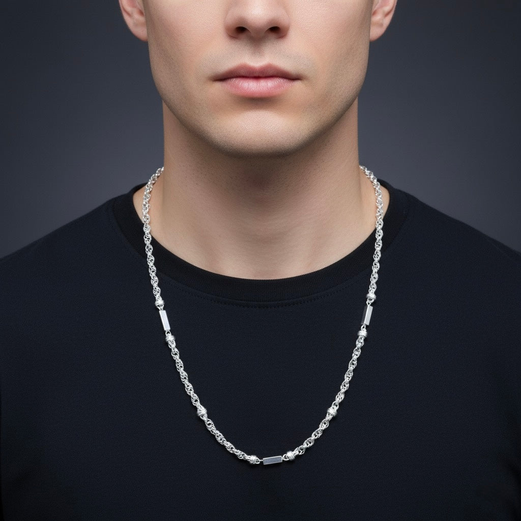 Aesthetic Barrel Silver Chain