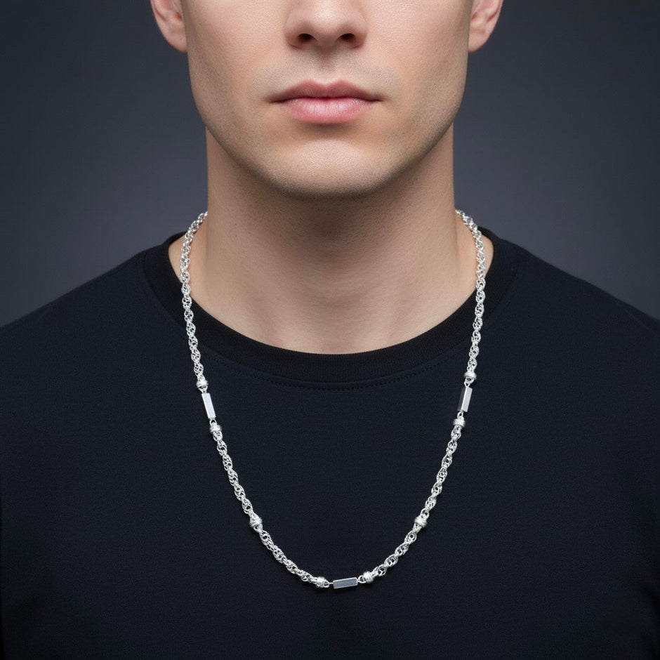 Aesthetic Barrel Silver Chain