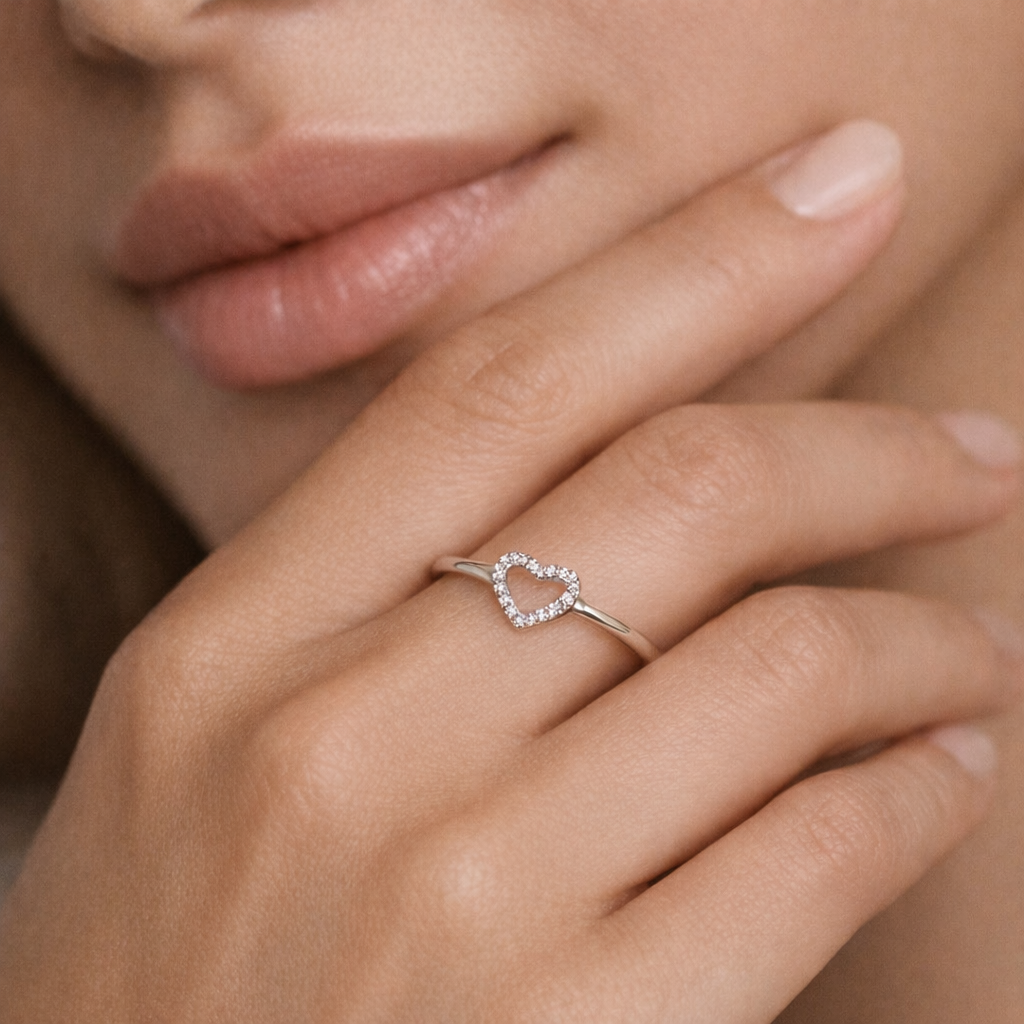 Open Heart Pavé Band Ring