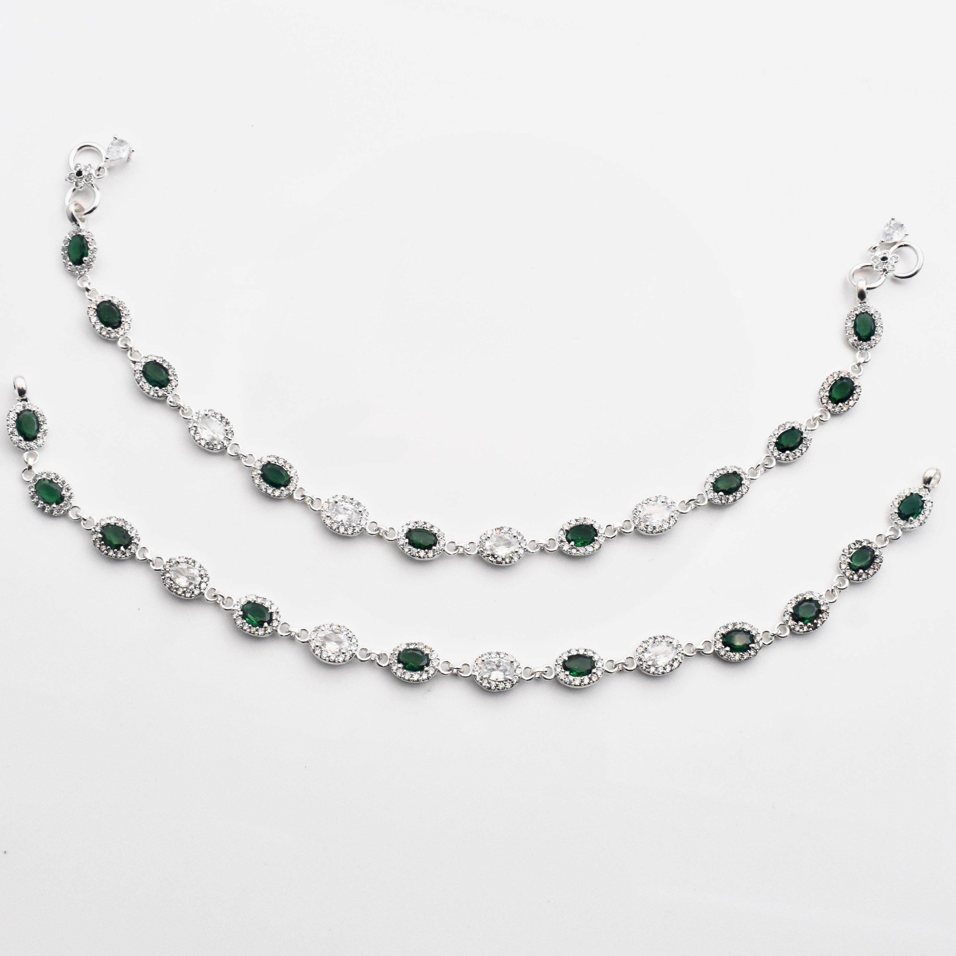 Emerald Drop Antique Silver Anklet