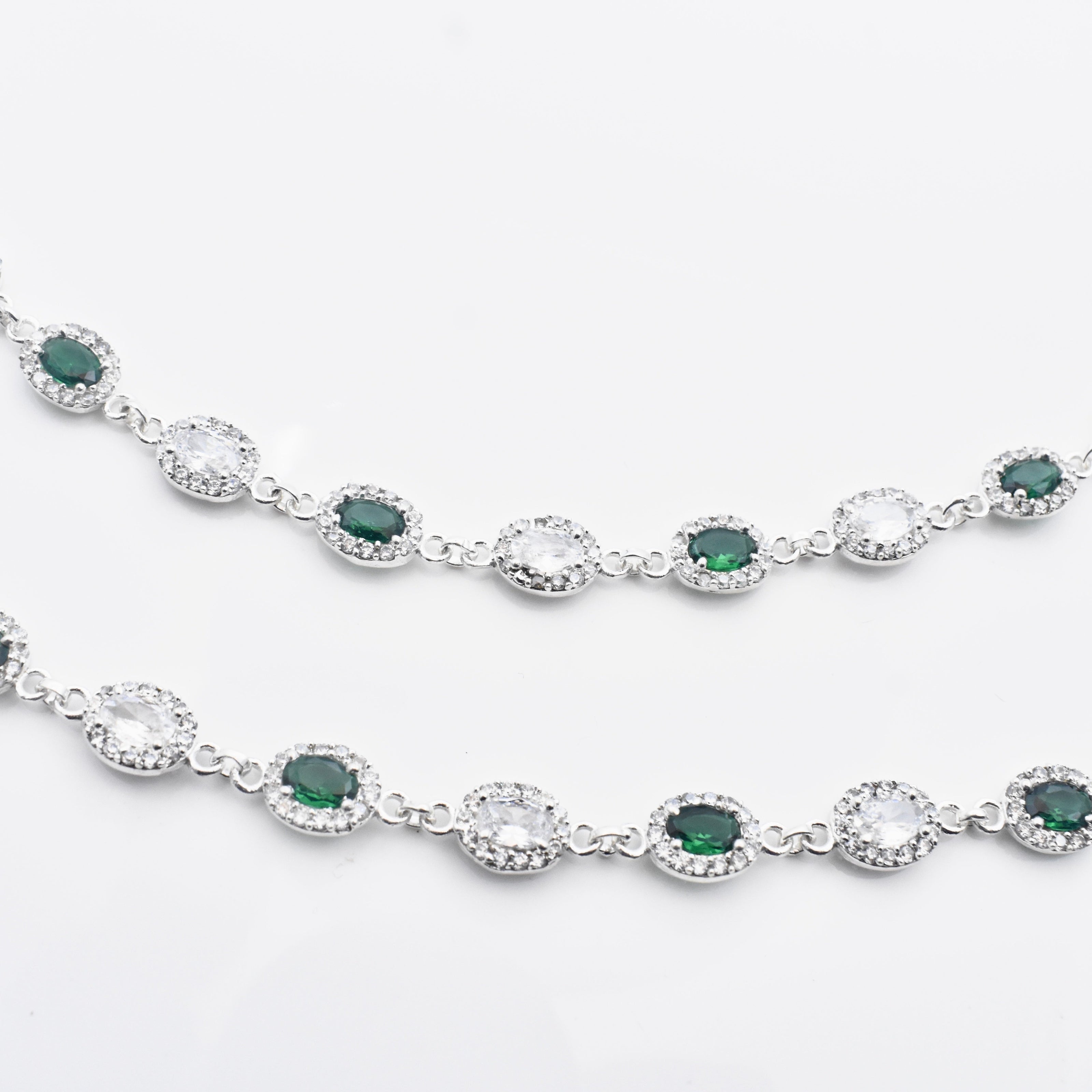Emerald Drop Antique Silver Anklet