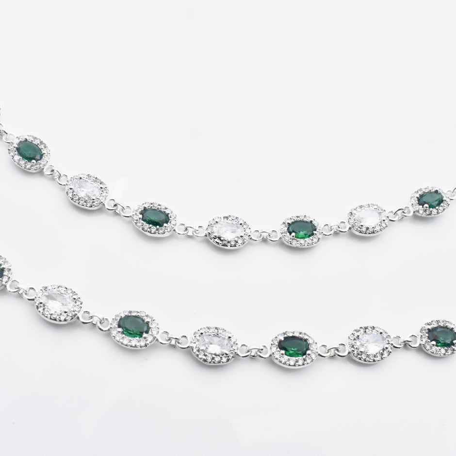 Emerald Drop Antique Silver Anklet