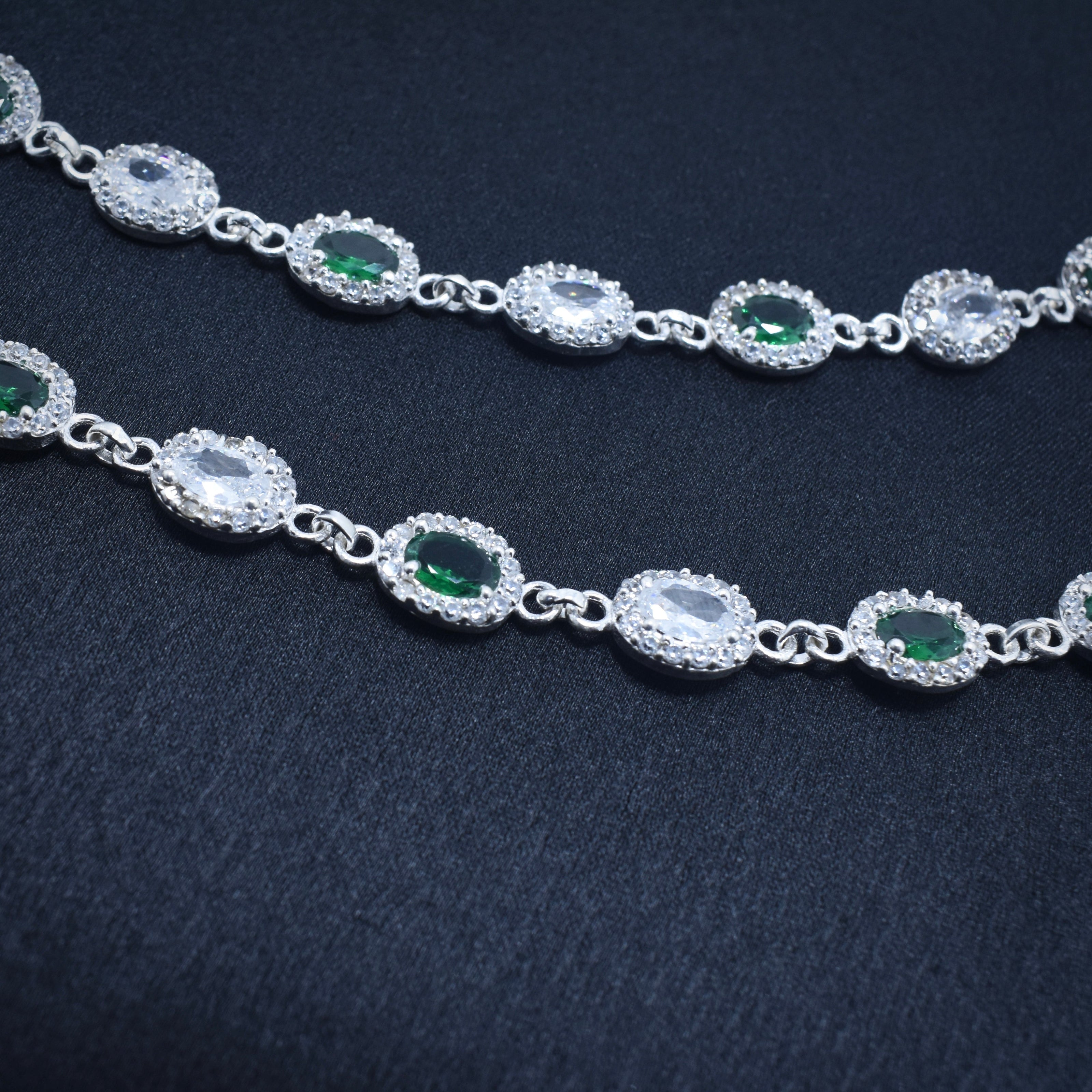 Emerald Drop Antique Silver Anklet