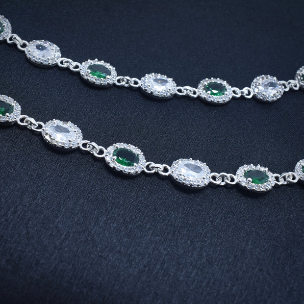 Emerald Drop Antique Silver Anklet