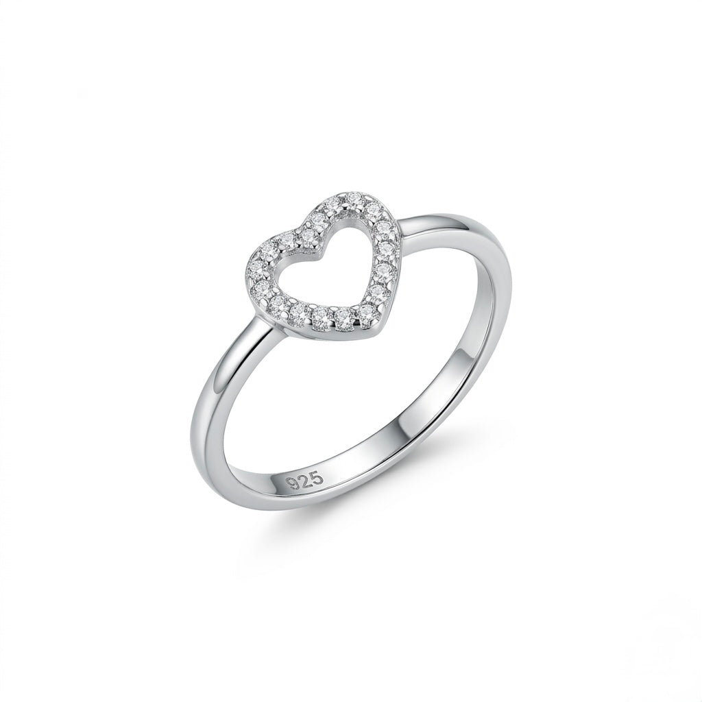 Open Heart Pavé Band Ring