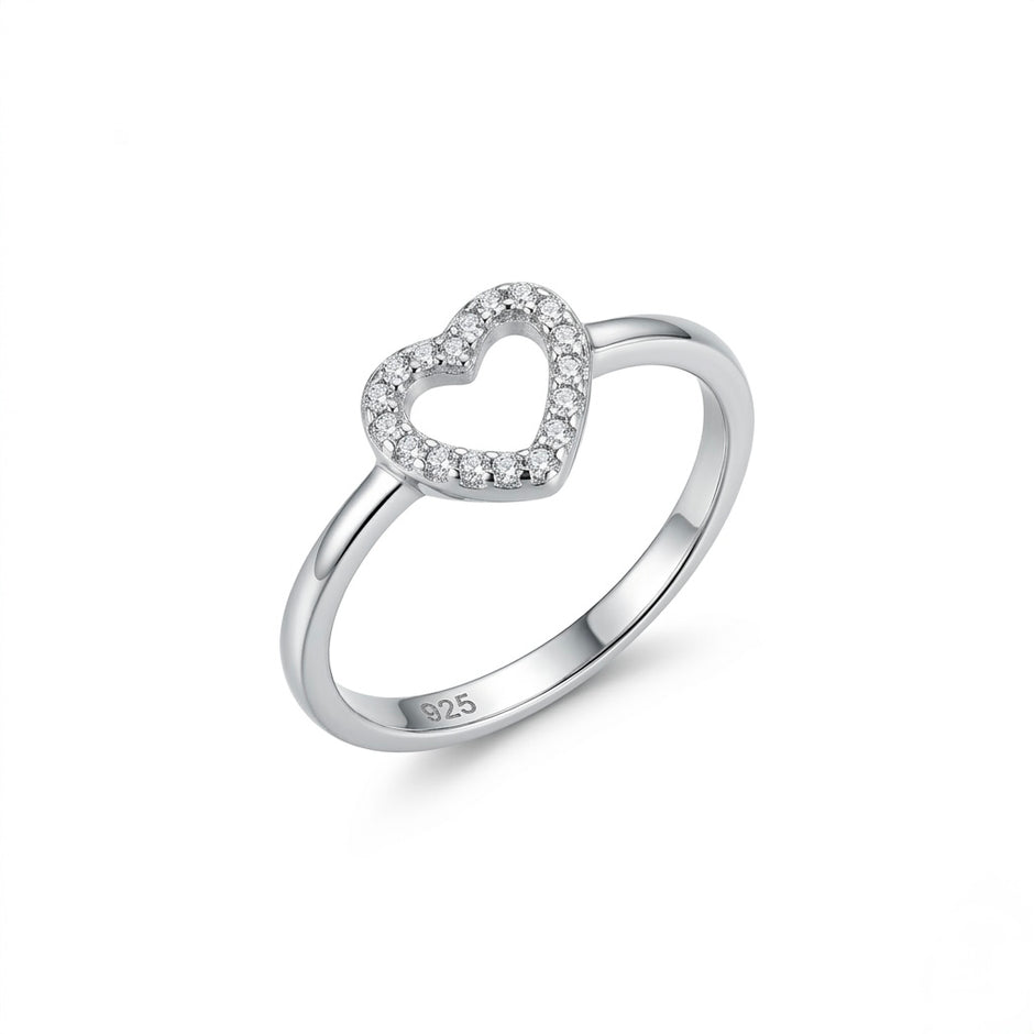 Open Heart Pavé Band Ring