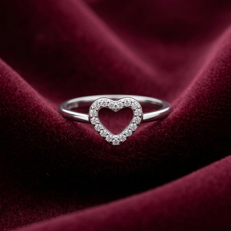 Open Heart Pavé Band Ring
