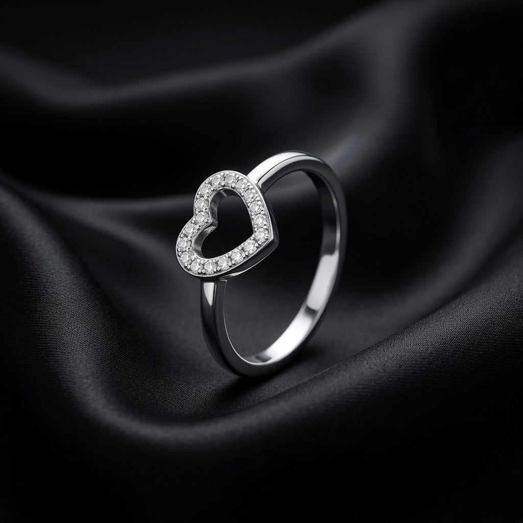 Open Heart Pavé Band Ring