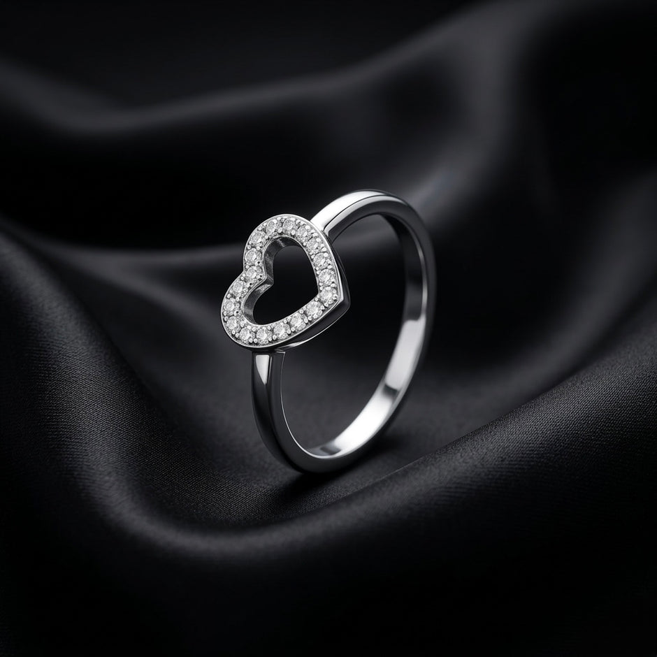Open Heart Pavé Band Ring