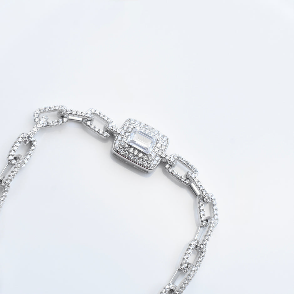 Radiant Link Halo 925 Silver Bracelet
